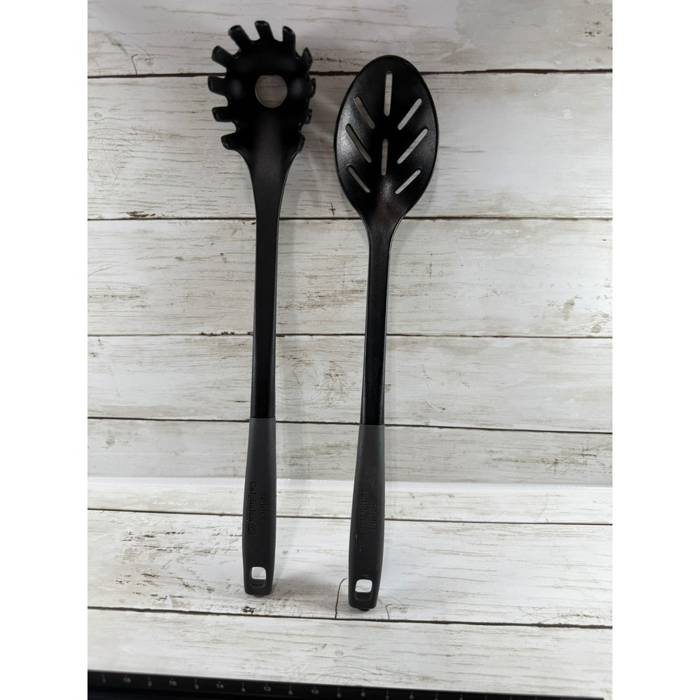 Select by Calphalon Black Nylon Pasta Fork and Slotted Spoon Kitchen Utensil Set